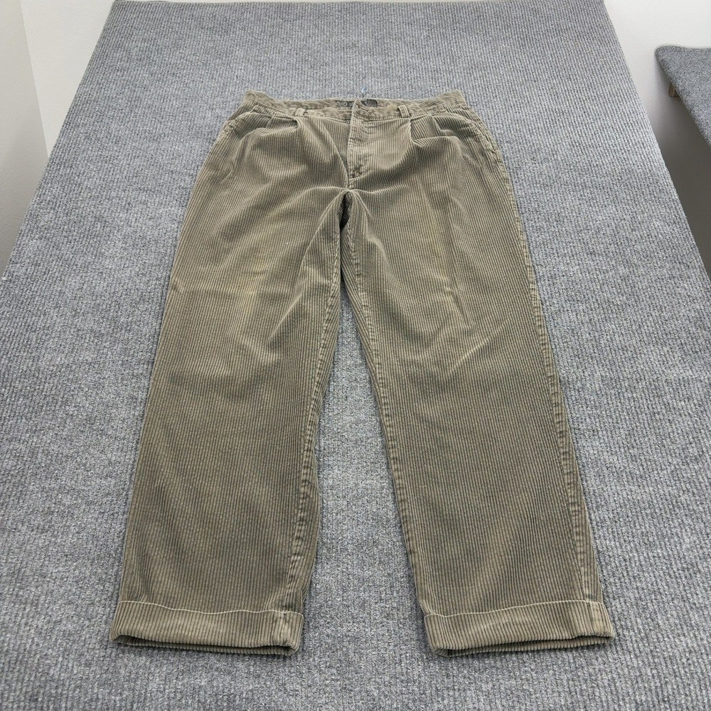 Gap Corduroy Pants Mens 38x32 Brown‎ Cotton Pleated Relaxed Fit Vintage Casual